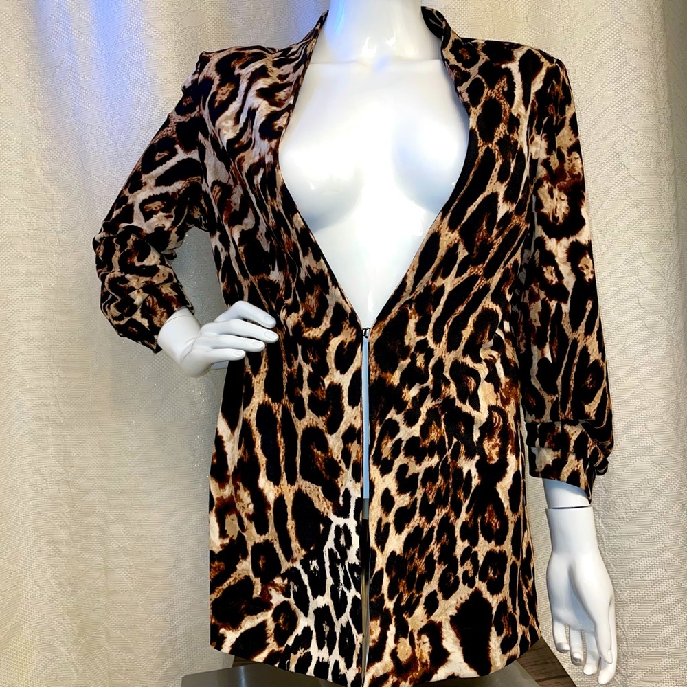 New York Clothing Co. Cardigan Cheetah Print